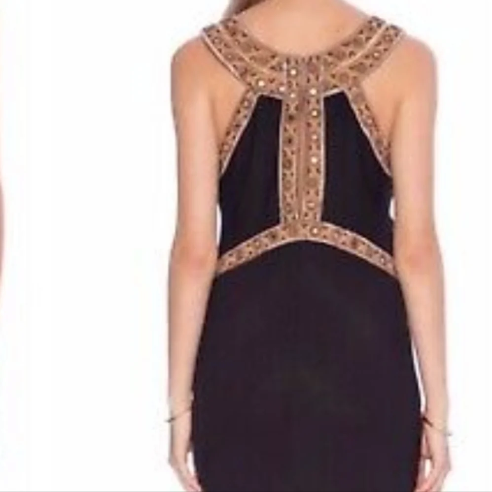 Free People Embellished Cutout Black Mini Dress – Size Small